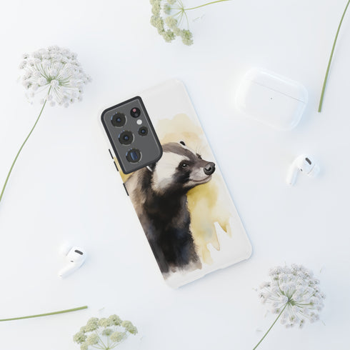 Badger on a Yellow Background - Impact Resistant Phone Case